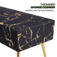 thumbnail image 6 of Magshion Rectangular Tufted Velvet Marbling Pattern Ottoman, Entryway Microfiber Shoe Stool, Bedroom End of Bed Bench, Home Footrest Footstool, Black/Gold, 6 of 8
