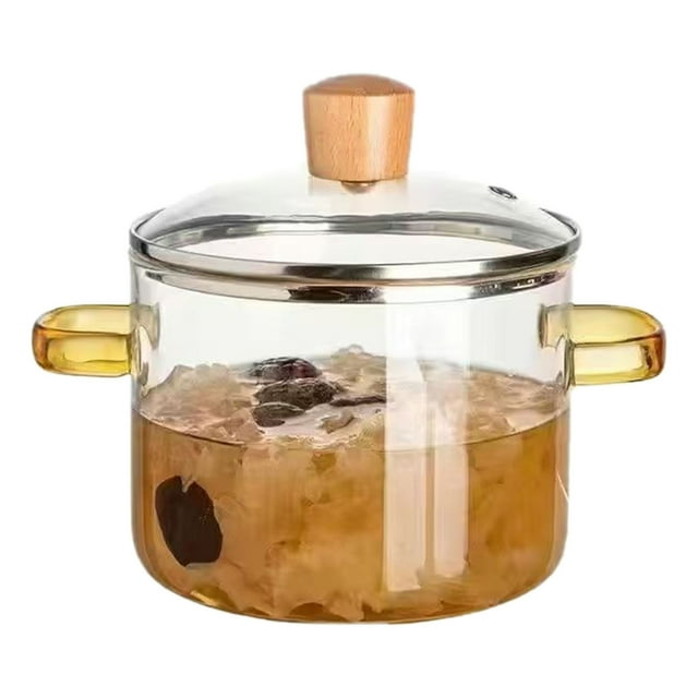 Borosilicate Glass Cooking Pot with Lid Stovetop Simmer Pot for Soup Milk Pasta Porridge Durable Transparent Cookware Heat Kitchen Utensil Easy Clean