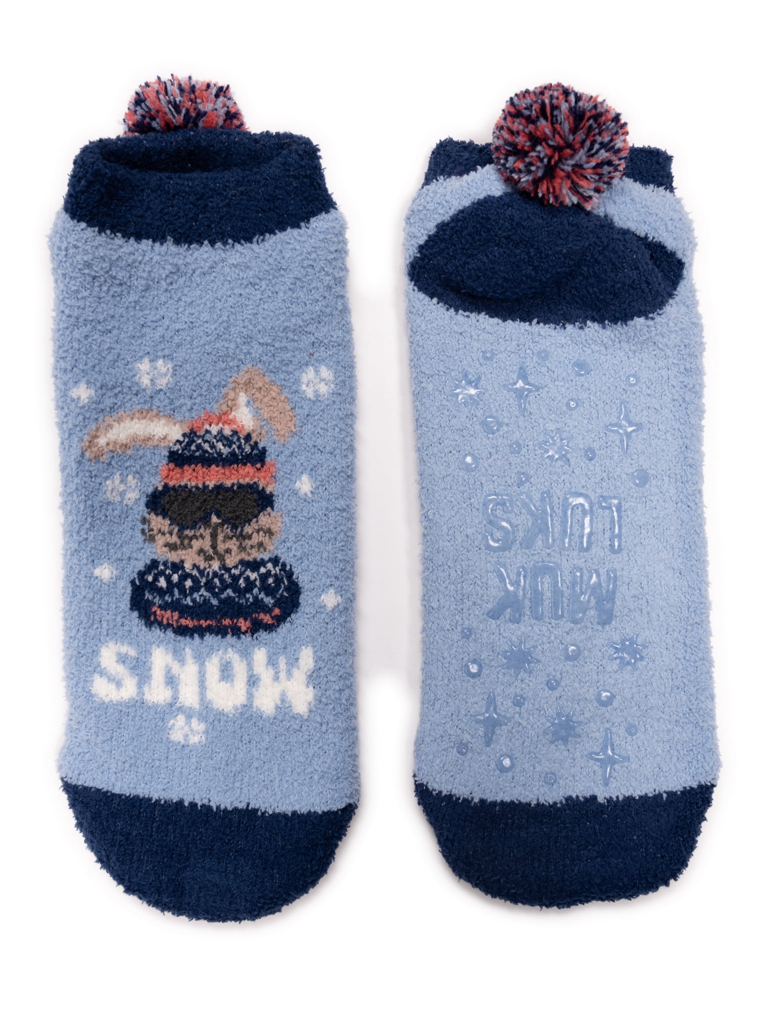 MUK LUKS Women's Cozy Slipper Sock with Pom, 1-Pack, OSFM