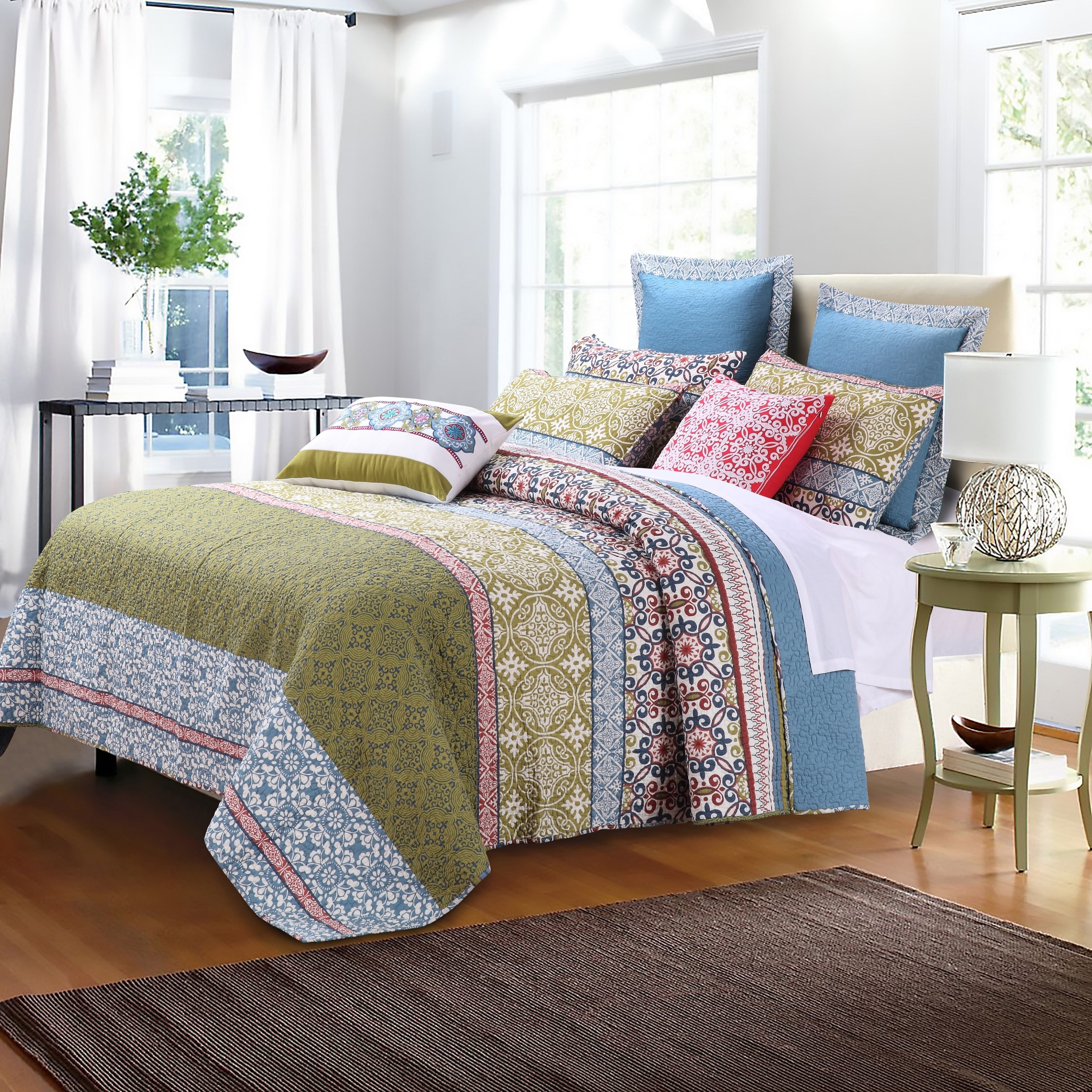 Greenland Home Fashions ShangriLa Oversized Cotton 3piece Quilt Set