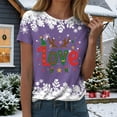 thumbnail image 4 of larppty Fall Crew Neck T-Shirts Women Christmas Graphic Shirts Cute Xmas Tees Funny Holiday Family Short Sleeves Tops (Purple, L), 4 of 9