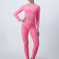 thumbnail image 2 of Elainilye Fashion Workout Outfits for Women 2 Piece Casual Solid Tight Hip Curling Yoga Suit Sports Set Long Sleeve Pants Sets,Pink, 2 of 6