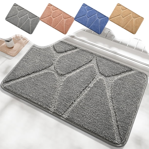Esterilla antideslizante para baño - Alfombra de poliéster absorbente 23,62x15,74 in • Secado rápido • Alfombra lavable en la entrada o dormitorio • Patrón decorativo suave • Gris, rosa, azul, caqui