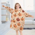 thumbnail image 5 of FORMRS Wearable Blanket Hoodie with Sleeves for Kids Cozy Flannel Sweatshirt, Colorful Halloween Pumpkin Pattern, 5 of 7