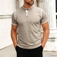 thumbnail image 2 of Mens Henley Short Sleeve T-Shirts Casual Band Collar V Neckr Regular Fit Muscle Shirt Summer Fashion Contrast Trim Lightweight Breathable Workout Athletic Tops for Outdoor Sports, 2 of 7