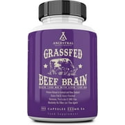 Ancestral Supplements Grass Fed Beef Brain Supplement with Beef Liver, Whole Food Brain Support Promotes Brain, Mood, and Memory Health, Brain and Liver Health Formula Capsules, Non-GMO, 180 Capsules