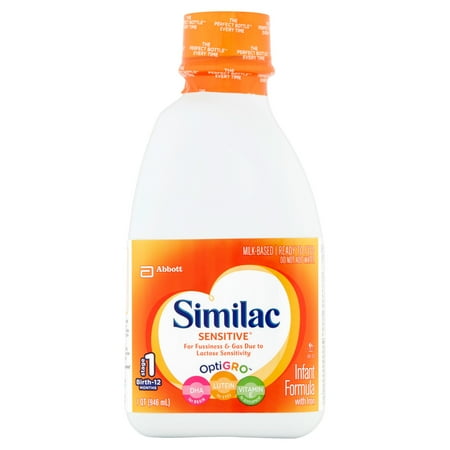 Similac Sensitive Infant Formula, Ready to Feed, 1 qt (Pack of 6)