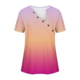 thumbnail image 4 of ZQGJB Casual Button V Neck Henley Tops for Women Tie Dye Gradient Print Summer Short Sleeve Graphic Tunic Blouse Trendy Relaxed Fit Soft Cotton T-Shirts Purple XXXXL, 4 of 5