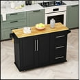 thumbnail image 2 of Kitchen Island Cart with 2 Door Cabinet and Three Drawers,43.31 Inch Width with Spice Rack, Towel Rack (Black), 2 of 13