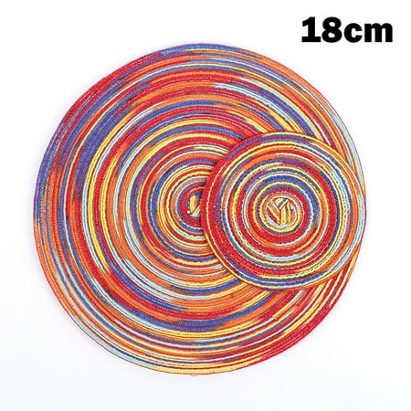 

HXAZGSJA Round Cotton Coaster Heat Resistant Dining Table Plate Mat for Household Protects Table from Burnt out(Red Pad Dyeing 18cm)