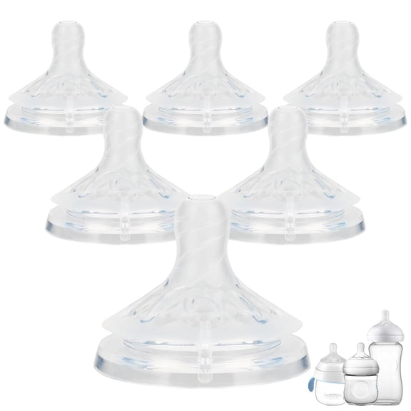 XIRQI Silicone Bottle Nipples for Natural Baby Bottles,Size 3 Nipple,1M ,Slow Flow, 6 Count