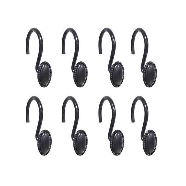 Bearachild Gancho para cortina de ventana de 12 piezas, ganchos para cortinas de ducha, accesorio para cortinas para el hogar, dormitorio, sala de estar, Juegos de accesorios de baño Negro Bearachild HA070819-01