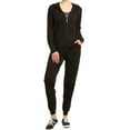 thumbnail image 4 of Women's 2 Piece Jersey Cotton Zipper Hoodie Jacket with Jogger Pants, Black, Medium, 1 Set, 4 of 7