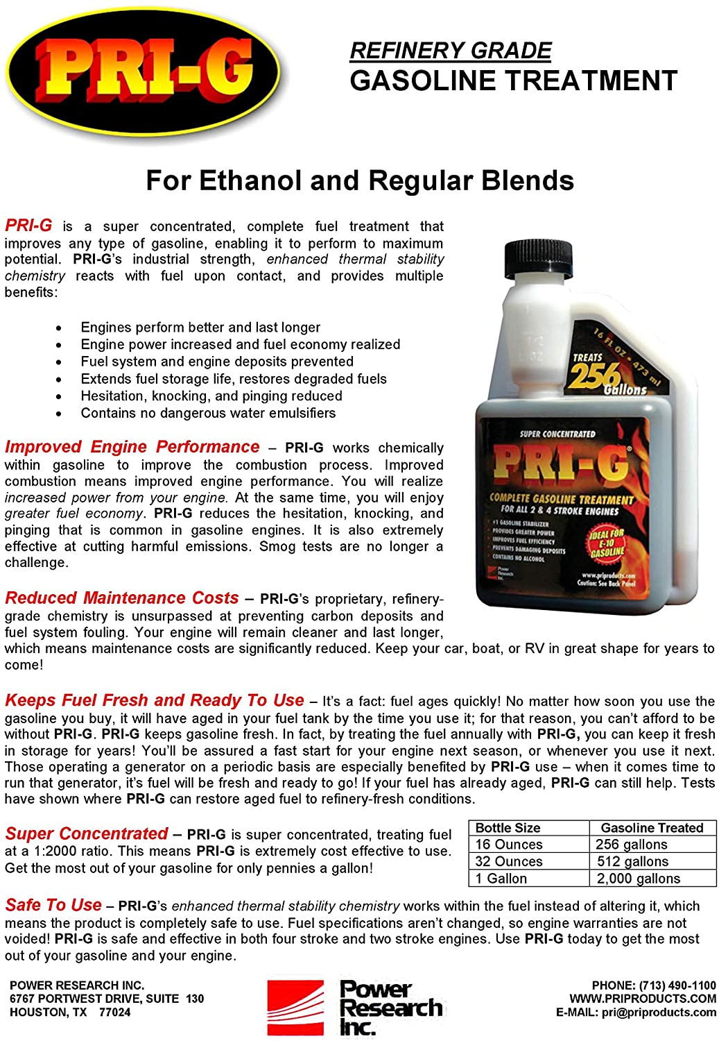 PRI CP123 PRI-G Gas Treatment - 16 oz.