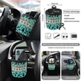thumbnail image 5 of Yuyamidu Blue Aztec Ethnic Car Front Back Seat Covers with Car Steering Wheel Cover Seat Belt Pads Cup Coasters Garbage Cans Rear View Mirror Cover Keychain Air Vent Storage Holder Set of 15, 5 of 7