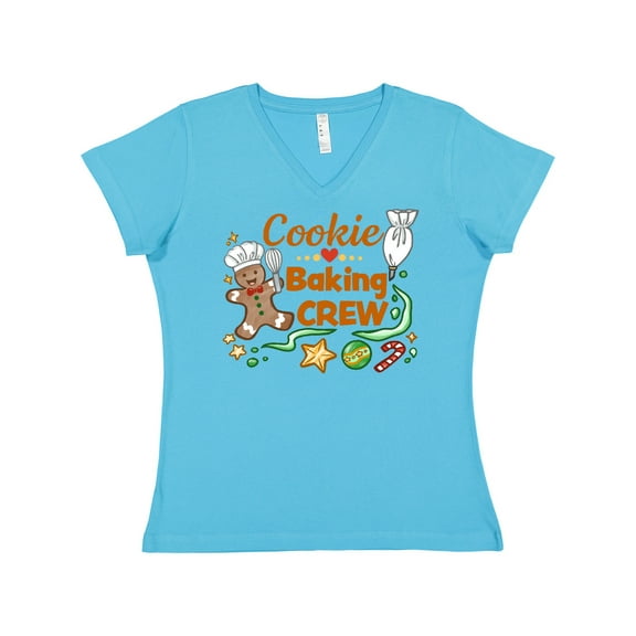 Inktastic Cute Cookie Baking Crew Women's V-Neck T-Shirt