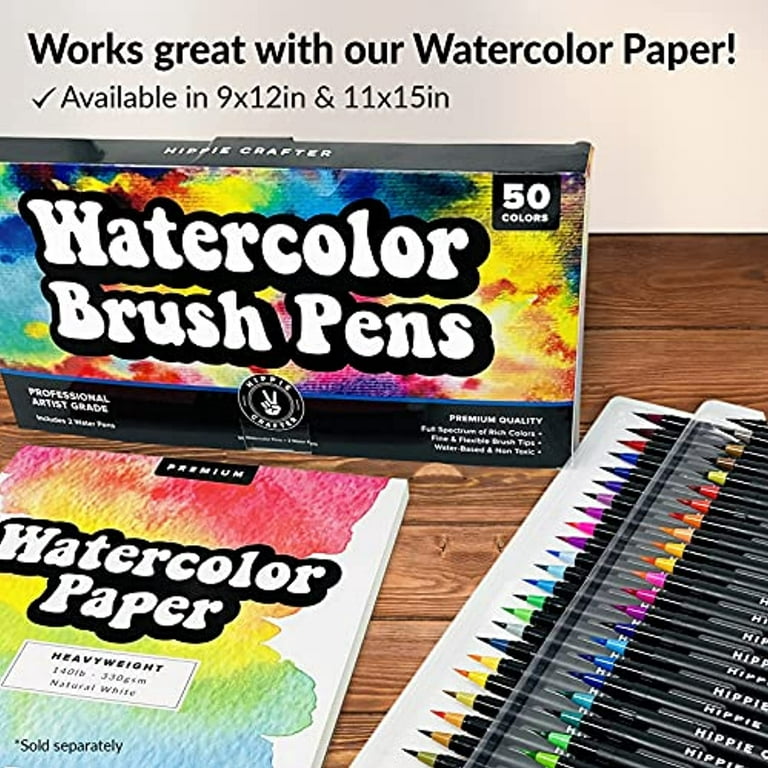 Premium Water Color Brush Pens Artist Water Coloring Brush Tip Markers Set of 50