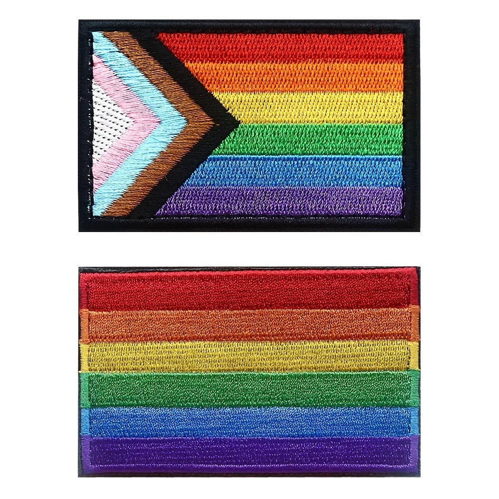 Funny Pride Rainbow Flag Patch - Full Embroidery Hook and Loop Fastener for Clothes, Hats, Backpacks, and Bags