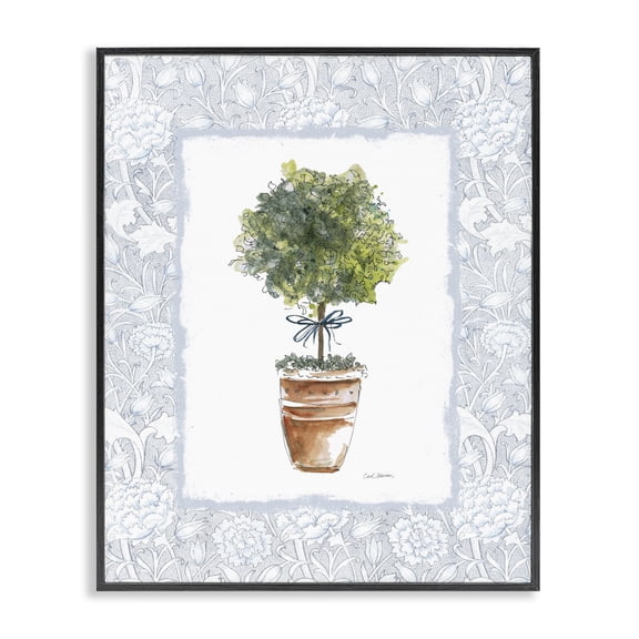 Stupell Industries Traditional Potted Topiary in Terracotta Black Framed Giclee Art, 11 x 14, by Carol Robinson