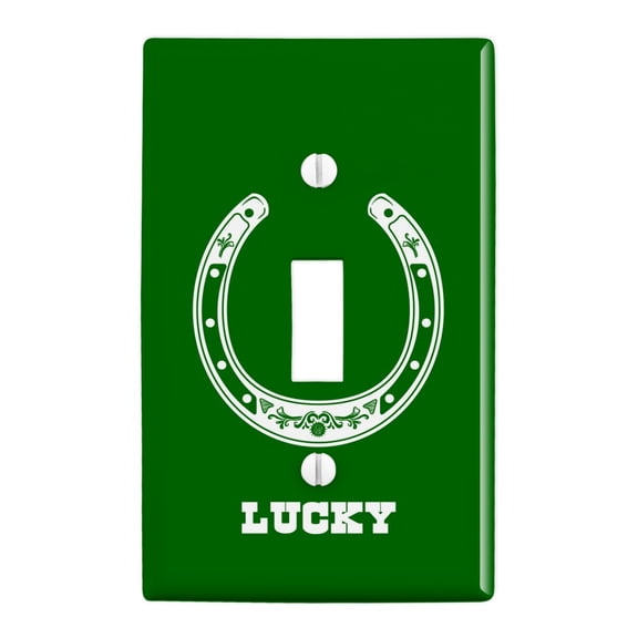 Horseshoe Lucky Green Plastic Wall Decor Toggle Light Switch Plate Cover
