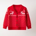 thumbnail image 3 of GYRATEDREAM Toddler Girls Boys Christmas Cardigan Sweater Baby Long Sleeve Button-down Reindeer Print Pullover Tops Kids Crewneck Soft Warm Coat Children Winter Clothes for 3-7 Years, 3 of 8