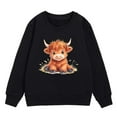 thumbnail image 3 of Christmas Sweatshirts for Girl 2025 Long Sleeve Crewneck Cute Highland Cow Western Country Sweatshirt Pullover Tops, 3 of 5
