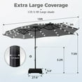 thumbnail image 6 of Alpha Joy 15ft Extra Large Outdoor Patio Double-Sided Umbrella with Solar Lights & Umbrella Base, Smoky Gray, 6 of 6
