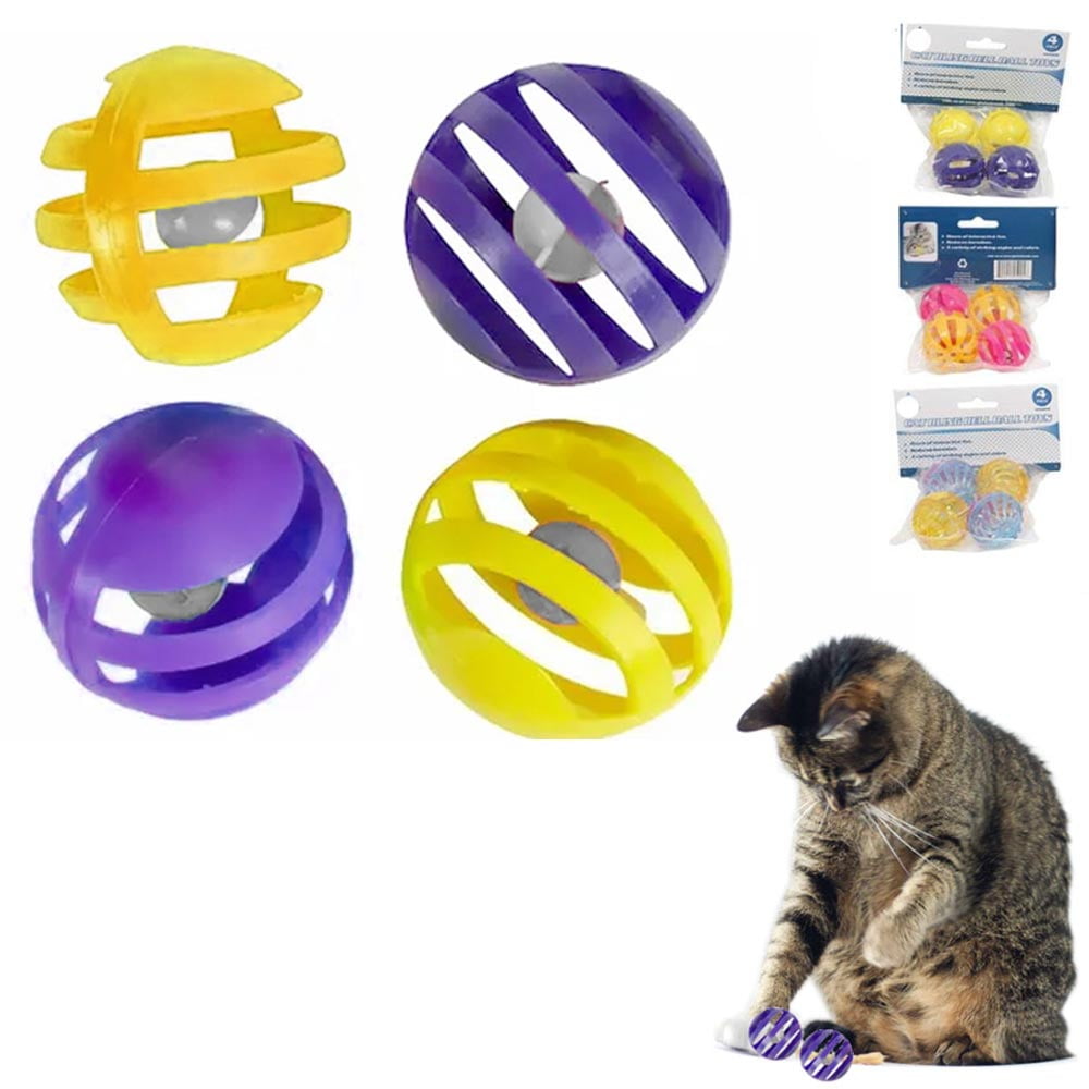 6 COLORFUL PLASTIC SHAKER BALLS WITH BELLS PET TOY FOR CAT KITTEN