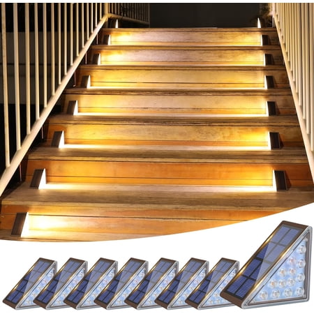 VOLISUN Solar Step Lights Outdoor Waterproof, LED Outdoor Stair Lights, Solar Step Light for Outside, Solar Deck Lights Outdoor Decor for Stair,Front Porch and Patio(Brown,8 Pack)
