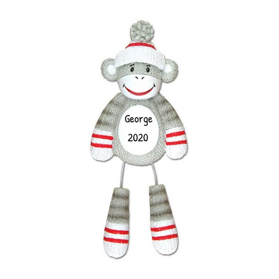 Ornaments by Elves Personalized Sock Monkey Ornament Animal Christmas Tree Decorations 2024 .25lbs