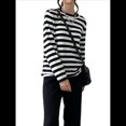 thumbnail image 1 of Suéter de Punto Suave A Rayas para Mujer, Camisas Holgadas Negro L, 1 of 10