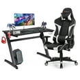 thumbnail image 1 of Goplus Z-Shaped Racing Style Desk &  Massage Gaming Chair Set for Home Office, 1 of 10