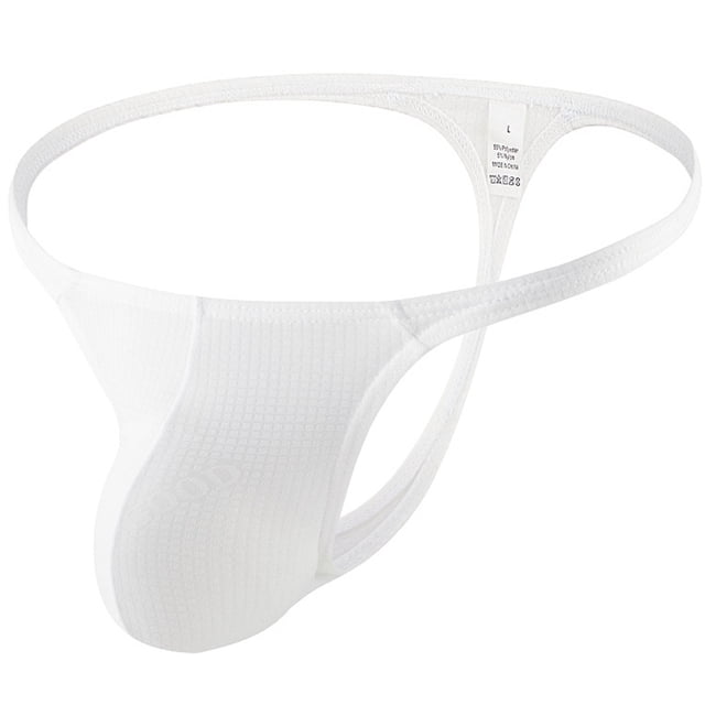 Aayomet sous-Vêtements Bikini pour Hommes String Slips avec Poche (Blanc, L)