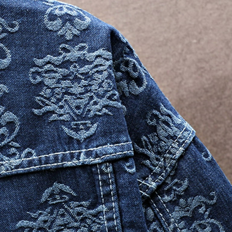 Embroidered jean cheap jacket mens