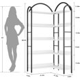 thumbnail image 2 of Jotoa Arched Corner Bookshelf, Industrial L Shaped Bookshelf 5 Tier Corner Shelf with Metal Frame, Large Corner Display Rack for Living Room Bedroom White, 2 of 6