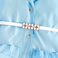 thumbnail image 6 of Virmaxy 3-8 Years Solid Color Sleeveless Lapel Blazer Dress with Pearl Belt Summer Tulle Trim Hem Elegant Formal Dress for Casual and Party, 6 of 9
