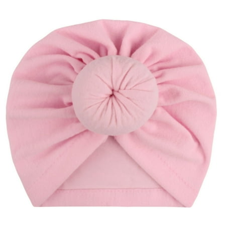 

kpoplk Baby Hats Toddler Baby Boys Girls Cap Solid Cotton Knotted Elastics Turban Hat(Pink)