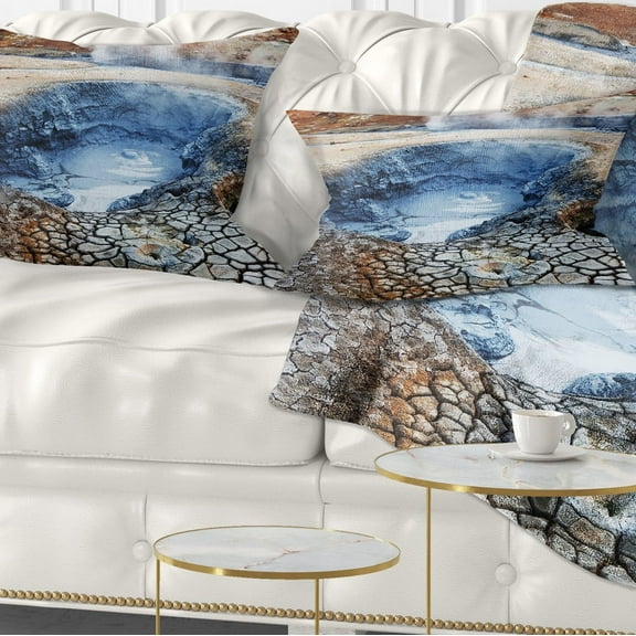 Designart Beautiful Fumarole Field in Iceland - Landscape Wall Throw Pillow - 12x20