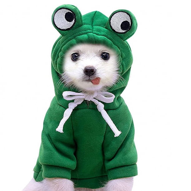 2 piezas de ropa de otoño e invierno para perros y mascotas, ropa con capucha para gatos, ropa bonita, suéter con forma de rana MFZFUKR BST2001146-1