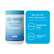 Vital Proteins Grass Fed Collagen Peptides Advanced Powder Supplement, with Hyaluronic Acid + Vitamin C, Unflavored Collagen Support, 9.33oz