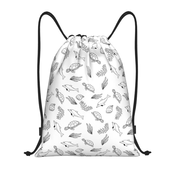 Fotbe Sea Turtle Bolsa Mochila con Cordón Estampada, Bolsa de Gimnasio Deportiva, Bolsa Cinch, Bolsa con Cordón para Hombres y Mujeres-Small