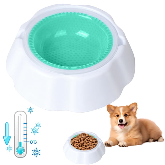 Cooling Dog Bowl for Summer Heat, Frosty Pet Water Bowl for Dogs Cats, Detachable Freezable Dog Bowl with Non- Base, Keeps Water Cold for Hours, Food Grade Pet Feeding Bowl