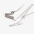 thumbnail image 4 of Silver Tone Initial Letter Pendant Necklace with Crystal Rhinestone Accents - One Size Fits Most, Silver-V, 4 of 6