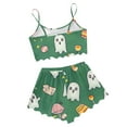 thumbnail image 4 of Nmnitkp Pajamas for Women Set Silk New Style Ladies' Casual And Fashionable Halloween Suspender Shorts Pajama Set Green,2XL, 4 of 6