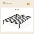 thumbnail image 5 of Spaco Queen Size Metal Bed Frame, Heavy-Duty Slats Support, Extra Middle Legs, Noise-Free Foam, Embedded Mattress Design, Black, 5 of 7