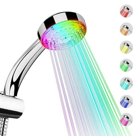 

1111Fourone Color Changing Led Light Glowing Automatic 7 Color Plastic Plated Replacement Nozzle for Household Bathroom