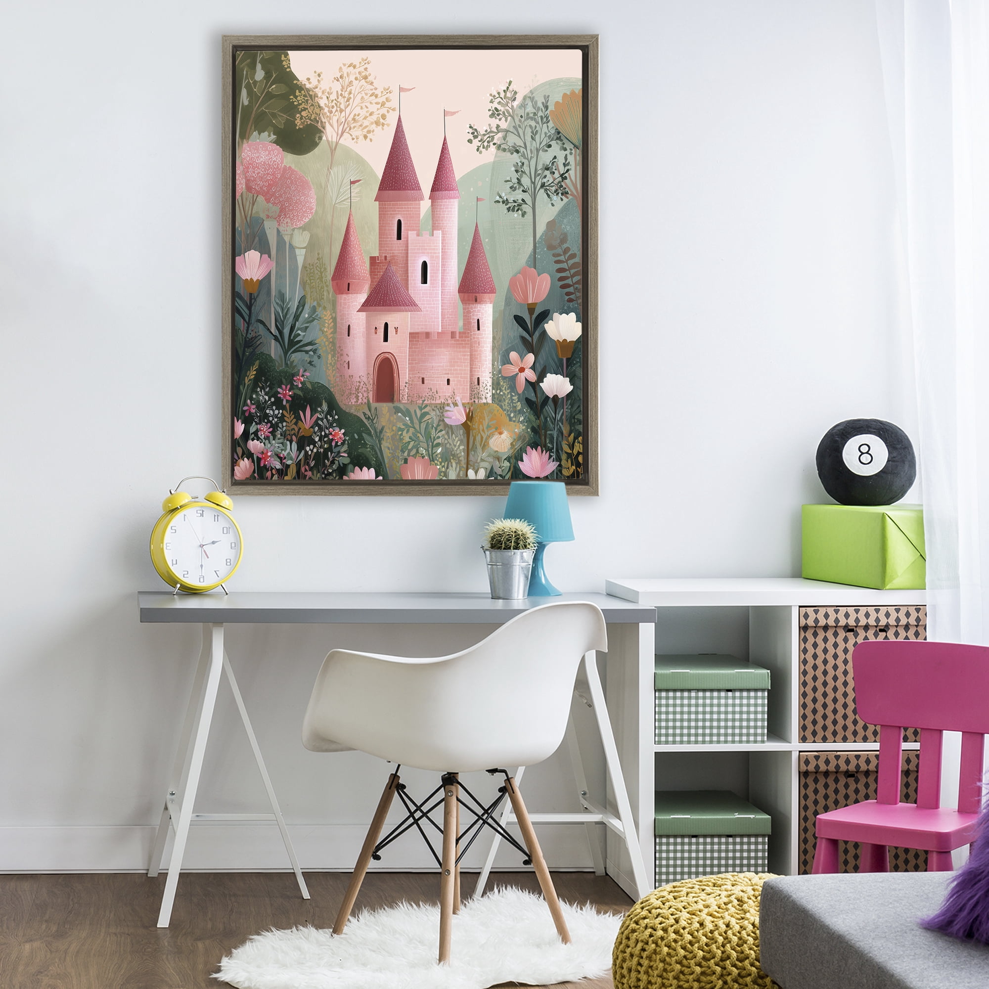 Stupell Industries Castle For A Princess Brown Framed Floater Canvas Wall Art, design by Christine Simpson Art