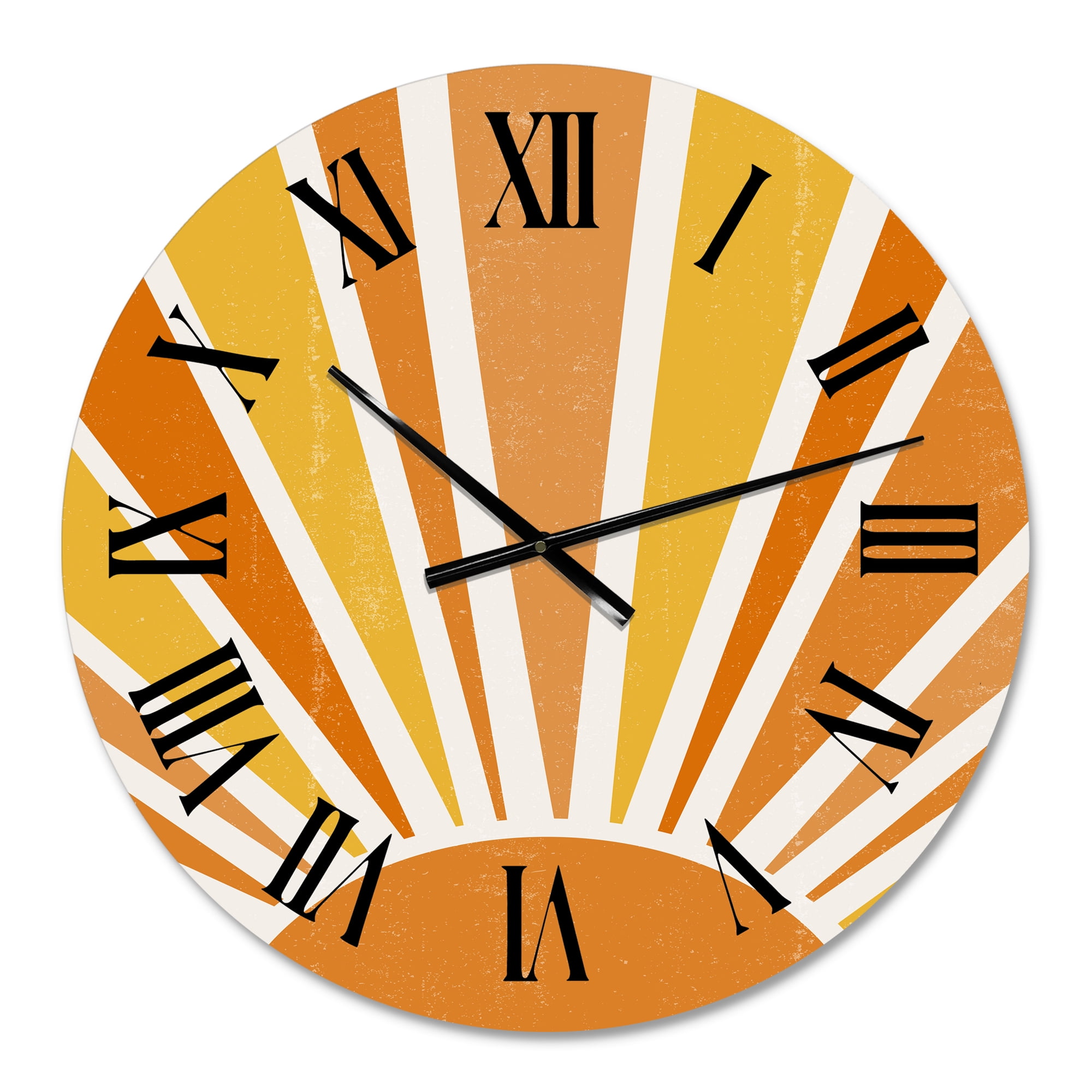 Designart 'Minimalist Bright Shining Orange Sun Rays Ii' Modern Wall Clock