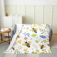 thumbnail image 2 of Xchearser Bee Flannal Throw Blanket Twin 60"x80" Cute Bee Floral Plush Blanket for Kids Boys Girls Garden Flowers Decor Fleece Blanket Cute Animal Fuzzy Blanket Bee Gifts, 2 of 6