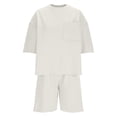 thumbnail image 5 of Bixock Women's 2 Piece Thin Casual Set,Short Sleeve Loungewear Outfit,Solid Crew Neck Loose Elastic Waist Sports Set, 5 of 5